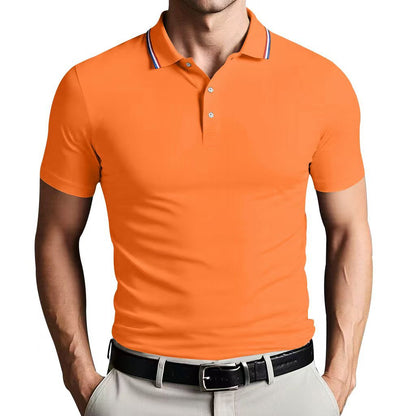 Herren Poloshirt Kragen Kontrastfarbe Modern Slimfit