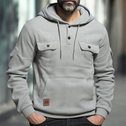 Herren Fleece Hoodie Warm mit Brusttasche Modern - BerlinGlamour