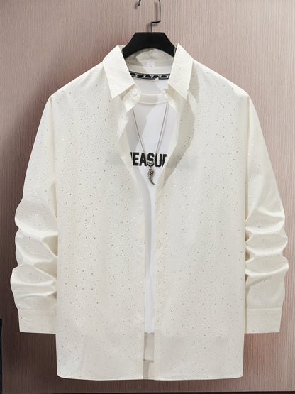 Herren Langarmhemd Modern mit Punktemuster Trendy