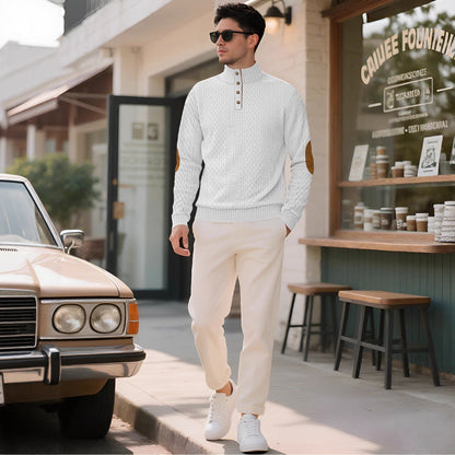 Herren Pullover Strick Eleganter Kragen Mit Knöpfen