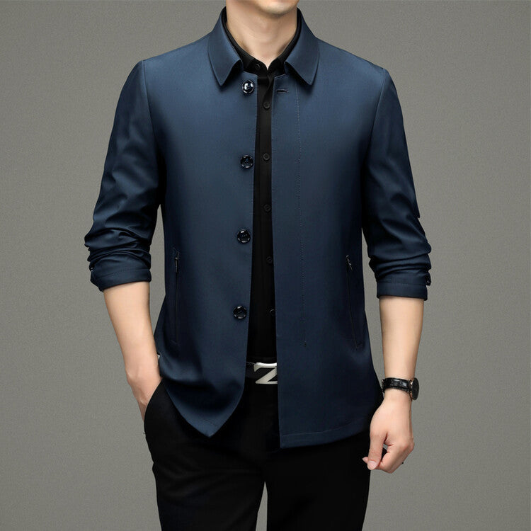 Herren Übergangsjacke Modern aus Leder Schwarz