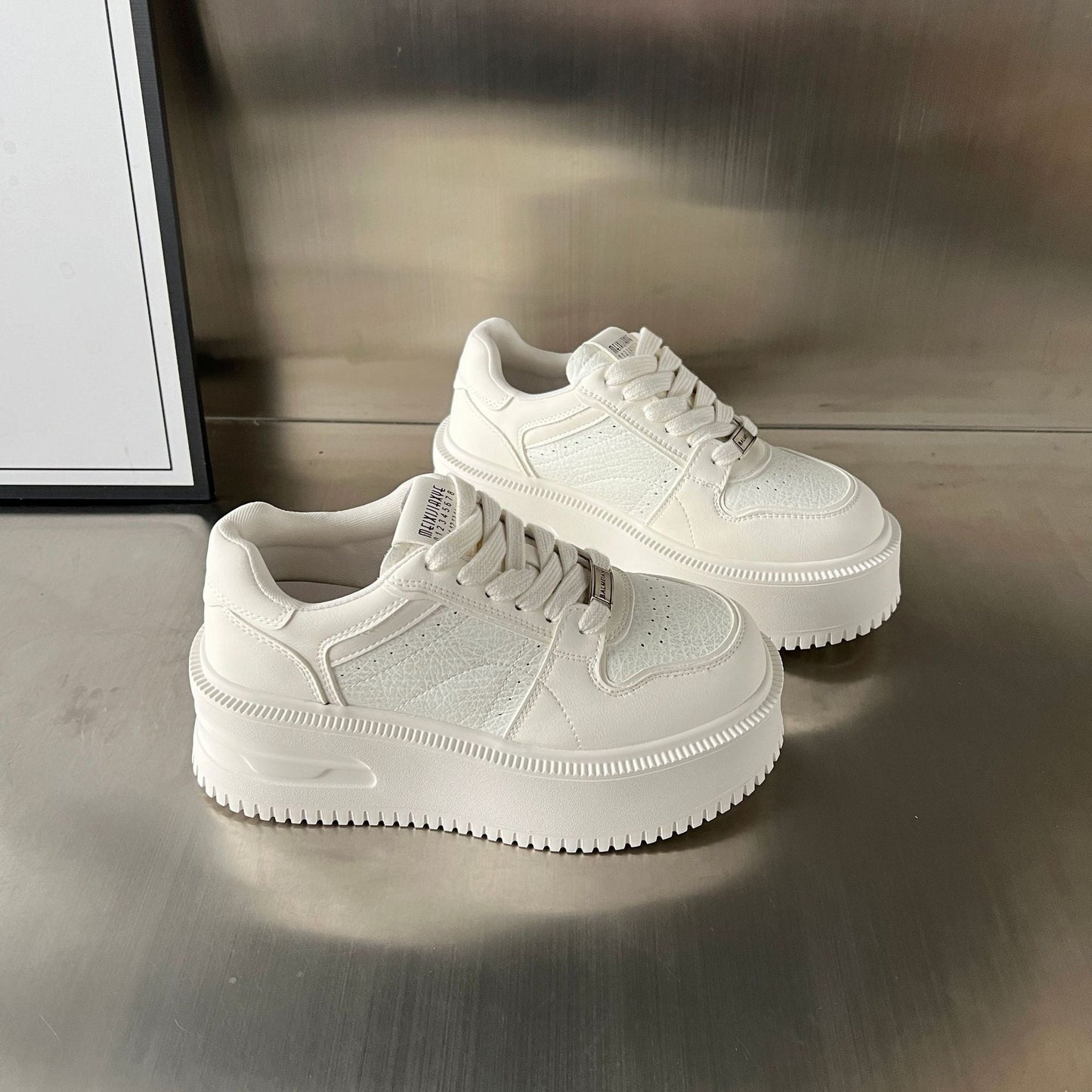 Damen Sneaker Plateau Schuhe Atmungsaktiv Dickes Plateau