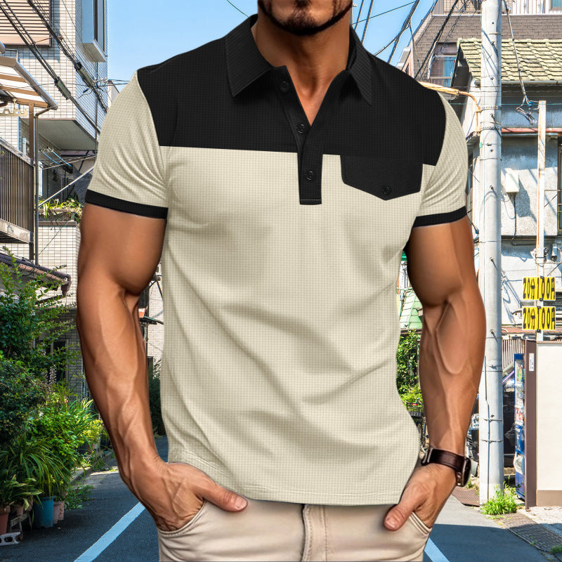 Herren Poloshirt Modern mit Kontrast und Brusttasche