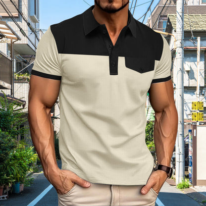Herren Poloshirt Modern mit Kontrast und Brusttasche