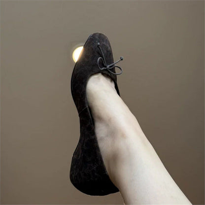 Damen Ballerinas Weich Wildleder Schnürsenkel
