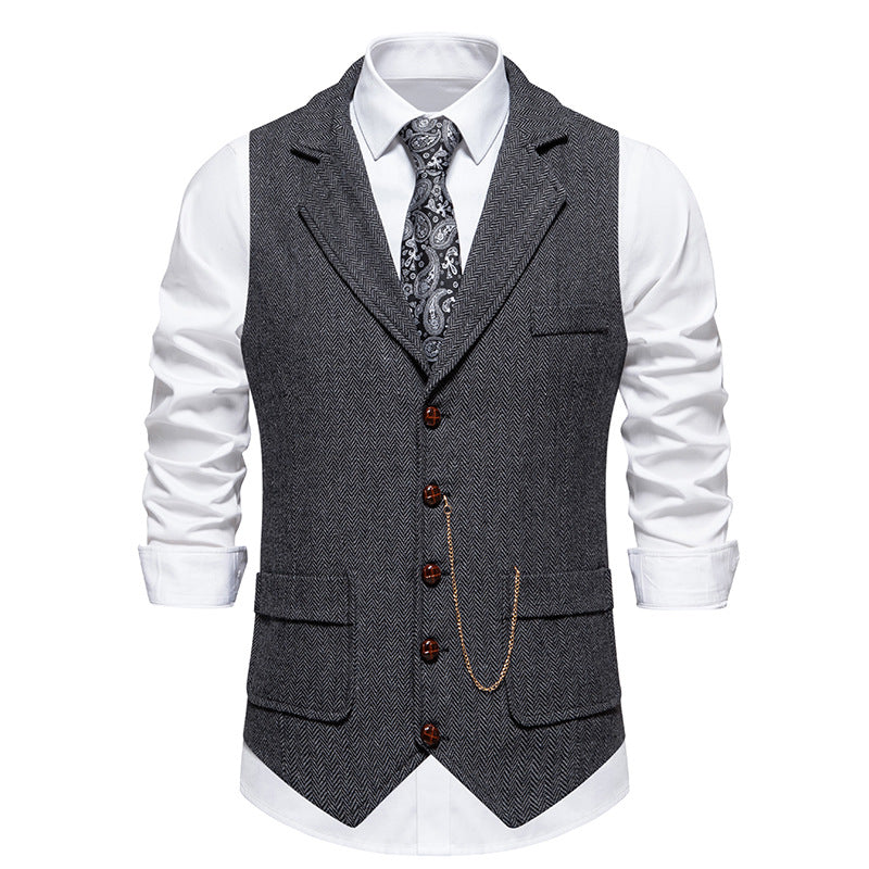 Herren Weste Hahnentrittmuster Elegant Schwarz