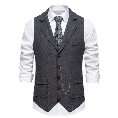 Herren Weste Hahnentrittmuster Elegant Schwarz