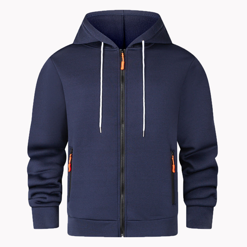 Herren Fleece Hoodie Sportlich Reißverschluss Taschen