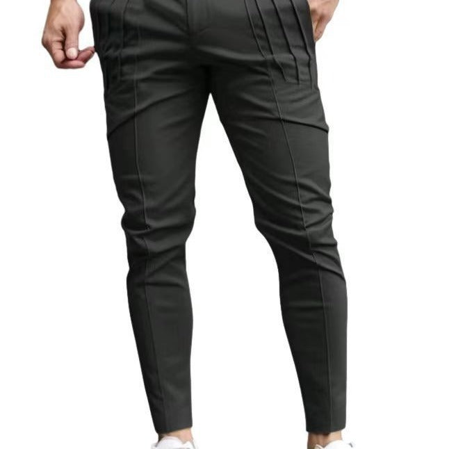 Herren Slim Fit Hosen Modern Mit Falten - BerlinGlamour