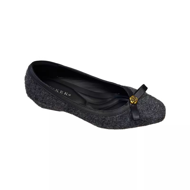 Damen Ballerinas Veloursleder Elegante Schleife