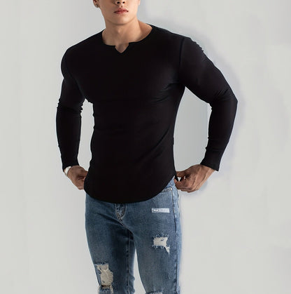Herren Langarmshirt Rippstruktur Modern Glamour Style