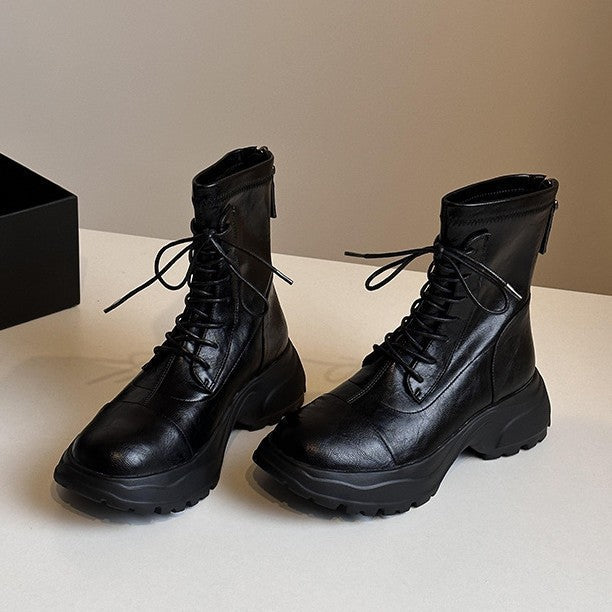 Damen Schnürstiefel Rutschfest Winterstiefel Schwarz - BerlinGlamour
