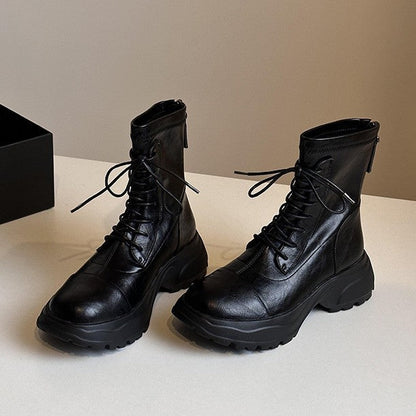 Damen Schnürstiefel Rutschfest Winterstiefel Schwarz - BerlinGlamour