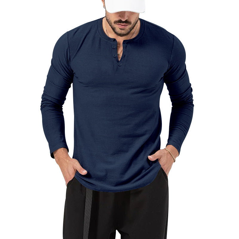 Herren Langarmshirt Mit Knopfverschluss Modern