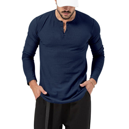 Herren Langarmshirt Mit Knopfverschluss Modern