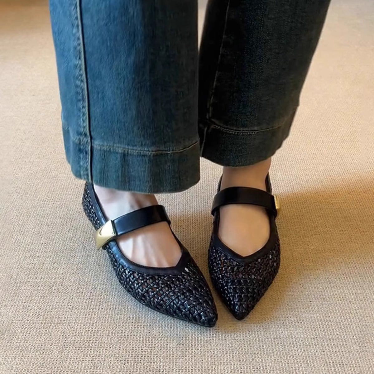 Damen Ballerinas Atmungsaktiv Netzdesign Elegant