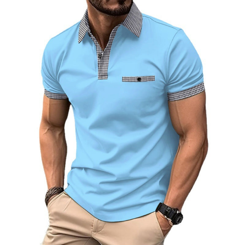 Herren Polohemd Modern Karo Muster Slim Fit