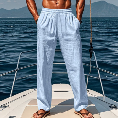 Herren Leinenhose Bequem Elastisch Atmungsaktiv Sommer