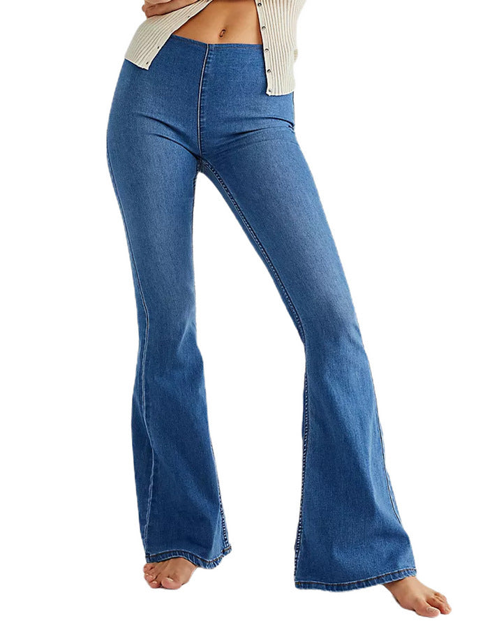 Damen Highwaist Jeans Flared Schnitt Figurbetont