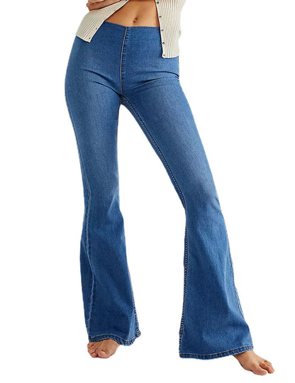 Damen Highwaist Jeans Flared Schnitt Figurbetont