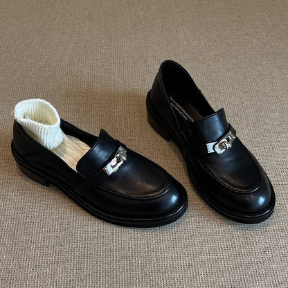 Damen Loafers Bequem Schnallen Detail Modern