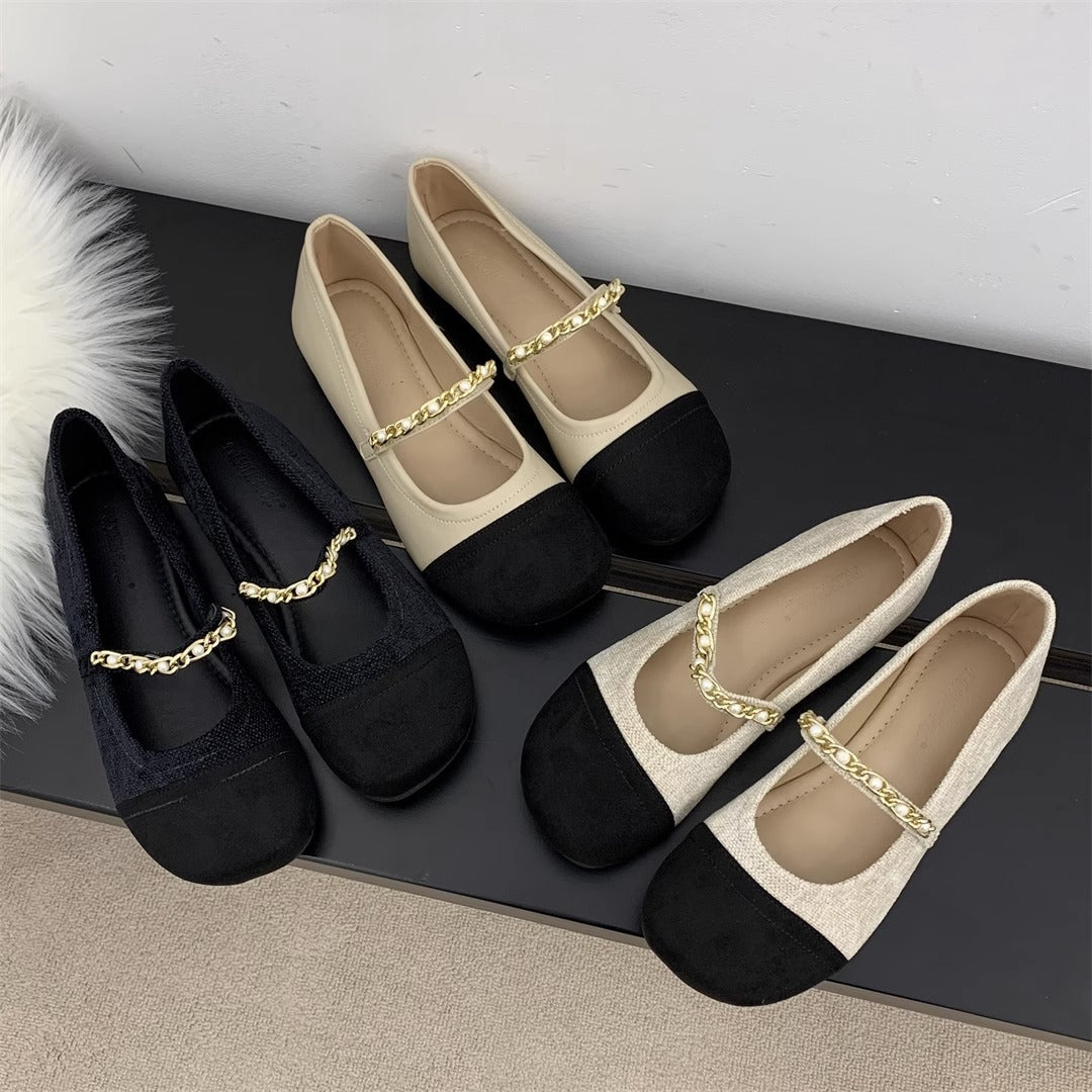 Damen Ballerinas Elegante Schuhe mit Ketten-Detail