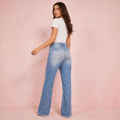Damen High-Waist Jeans Ripped Distressed
