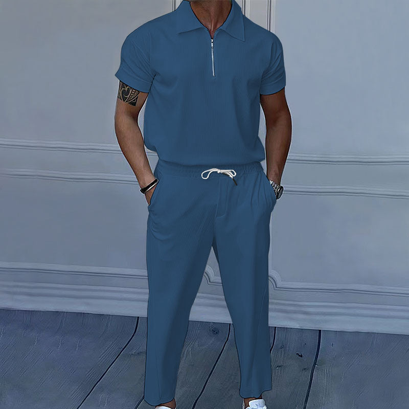 Herren Poloshirt und Jogginghose Set Sportlich Bequem