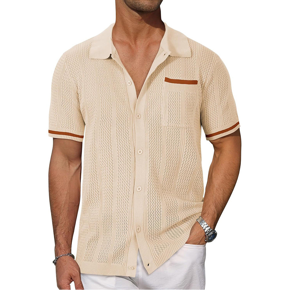 Herren Strickhemd Kurzarm Modern Sommer