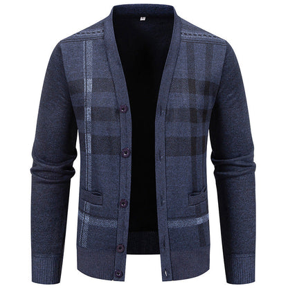 Herren Strickjacke Karo Muster Schick Modern