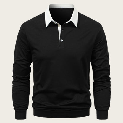 Herren Polohemd Langarm Elegant Baumwolle Hochwertig