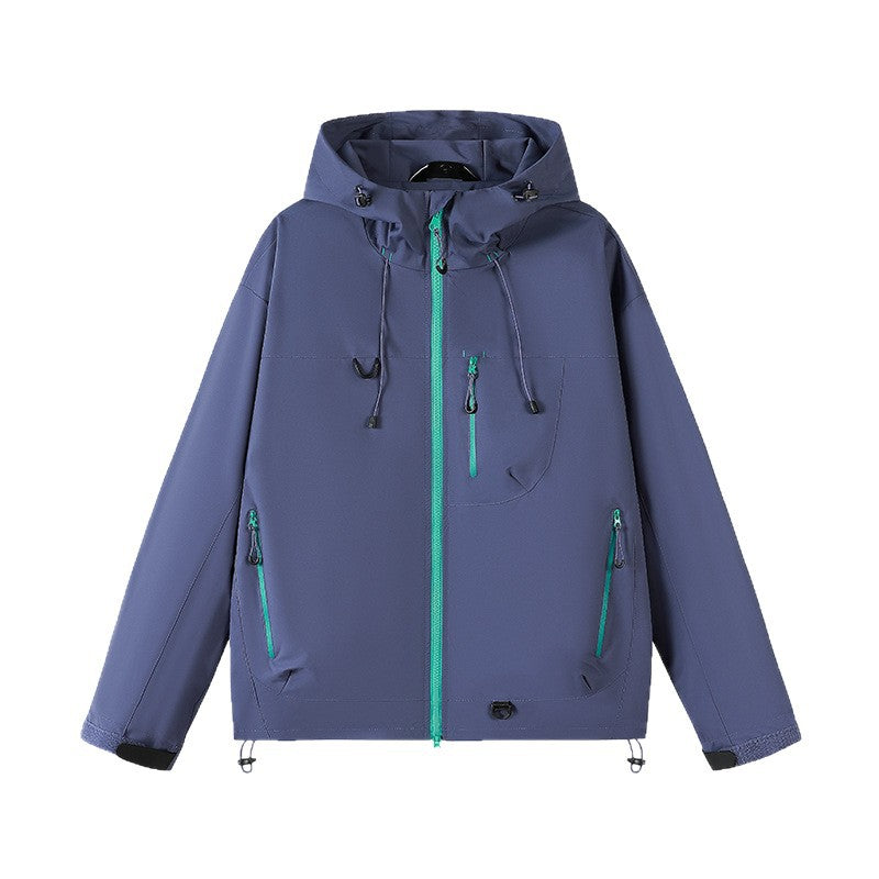 Wasserdichte Herren Funktionsjacke mit Kapuze und Reißverschlusstaschen