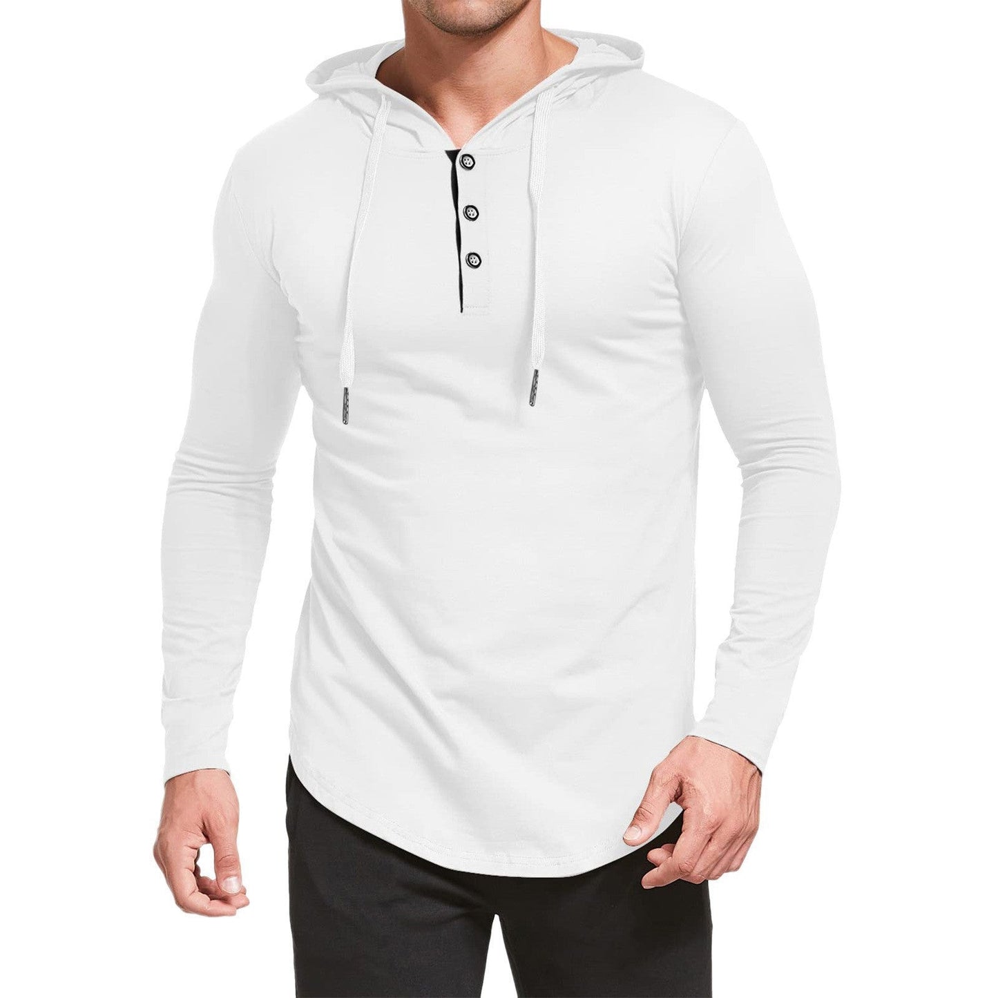 Herren Hoodie Langarm mit Knopfleiste Trendig Größe XL
