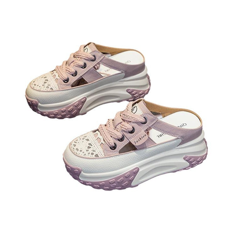 Damen Sneaker Offene Ferse Rutschfest Schuhe Sportlich