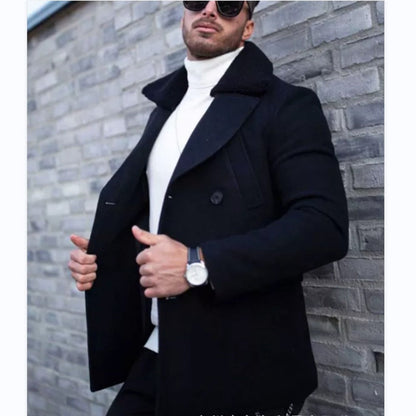 Herren Wollmantel Eleganter Teddyfell Kragen Winter - BerlinGlamour