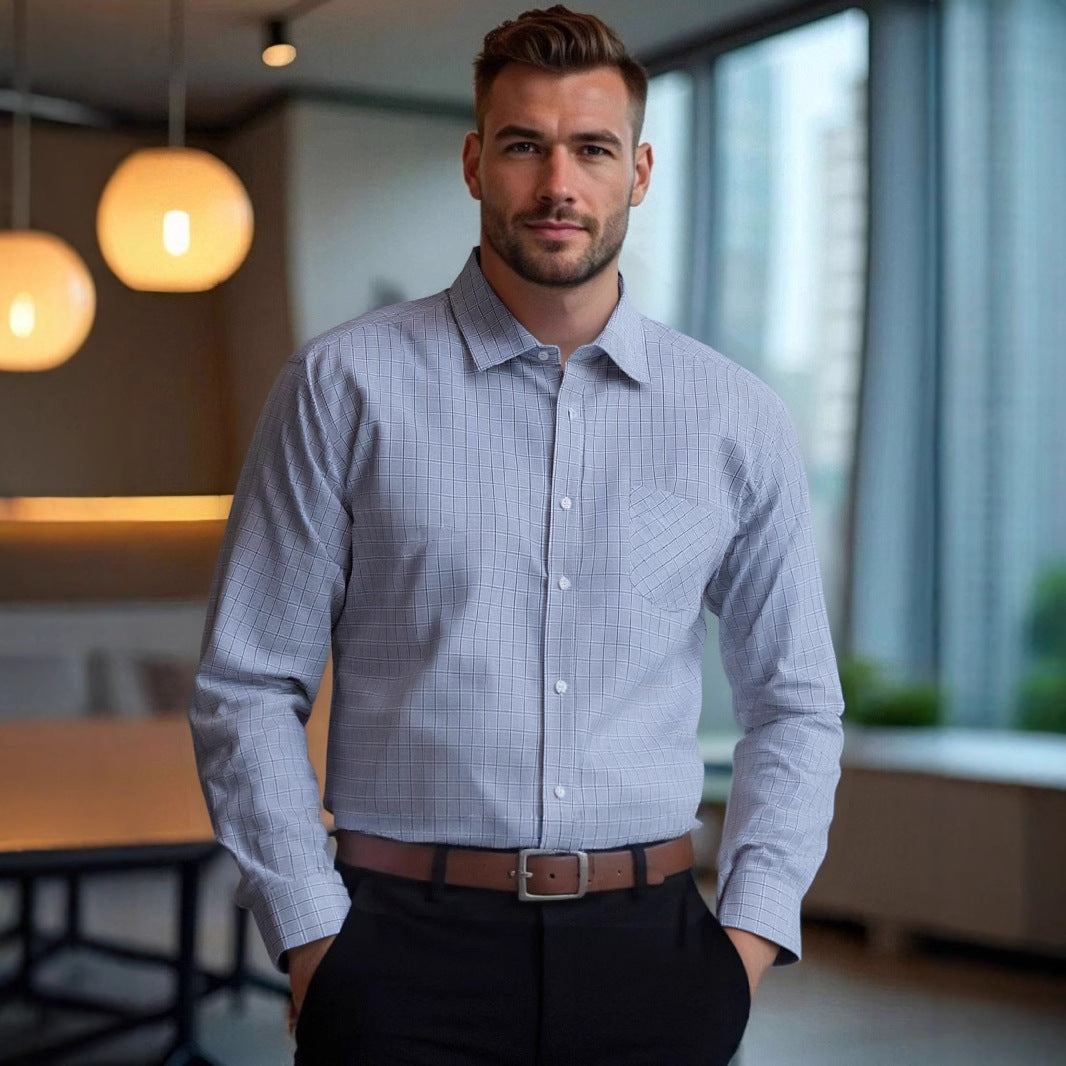 Herren Langarmhemd Kariert Elegantes Design