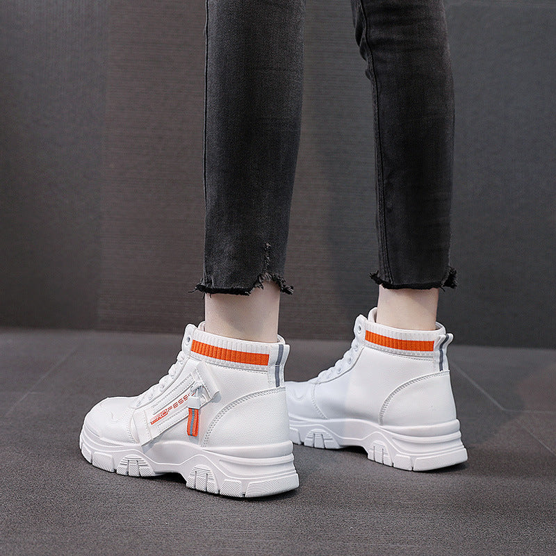 Damen Sneaker Hoch Modisch Atmungsaktiv Reißverschluss