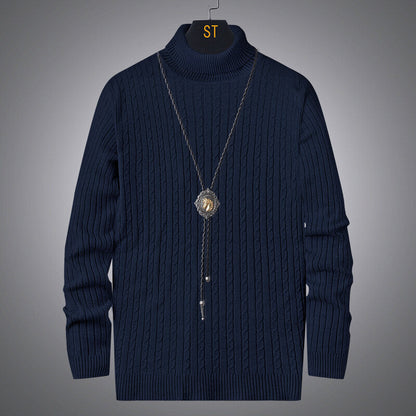 Herren Pullover Rollkragen Strick Zopfmuster Modern