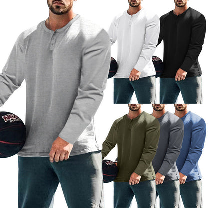 Herren T-Shirt Langarm Knopfleiste Elegantes Design - BerlinGlamour