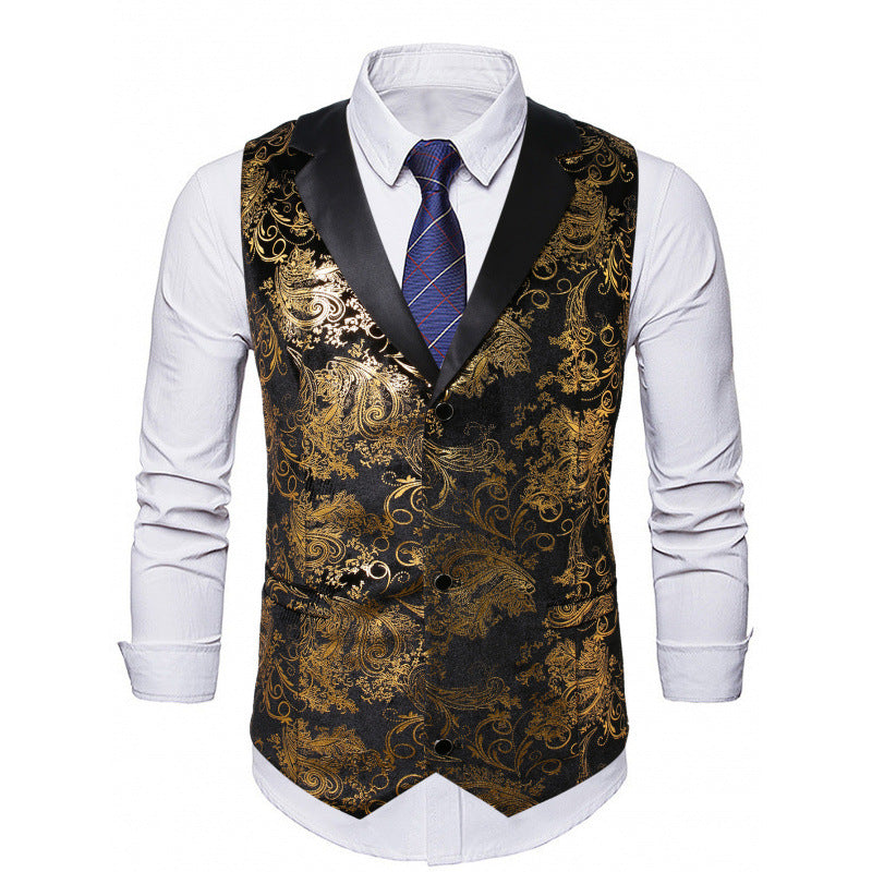 Herren Smokings Weste Elegant Flora Muster Schwarz