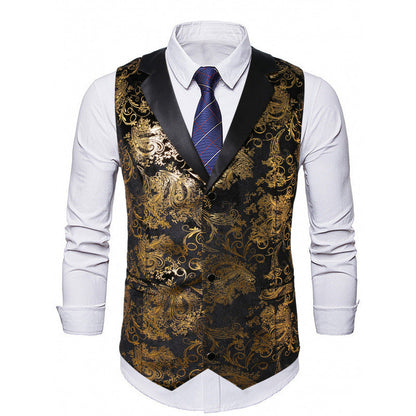 Herren Smokings Weste Elegant Flora Muster Schwarz