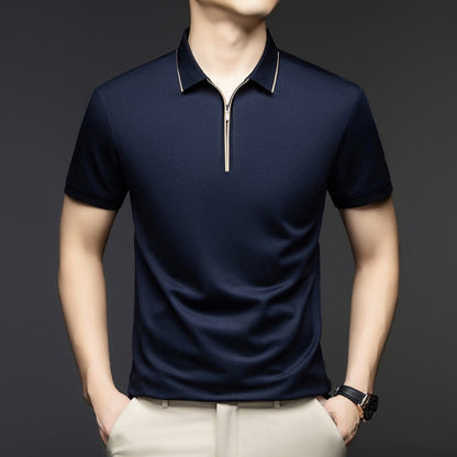 Herren Kurzarmshirt Mit Reißverschluss Modern Style