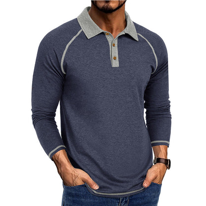 Herren Poloshirt Langarm Sportlich Raglan Schnitt Modern