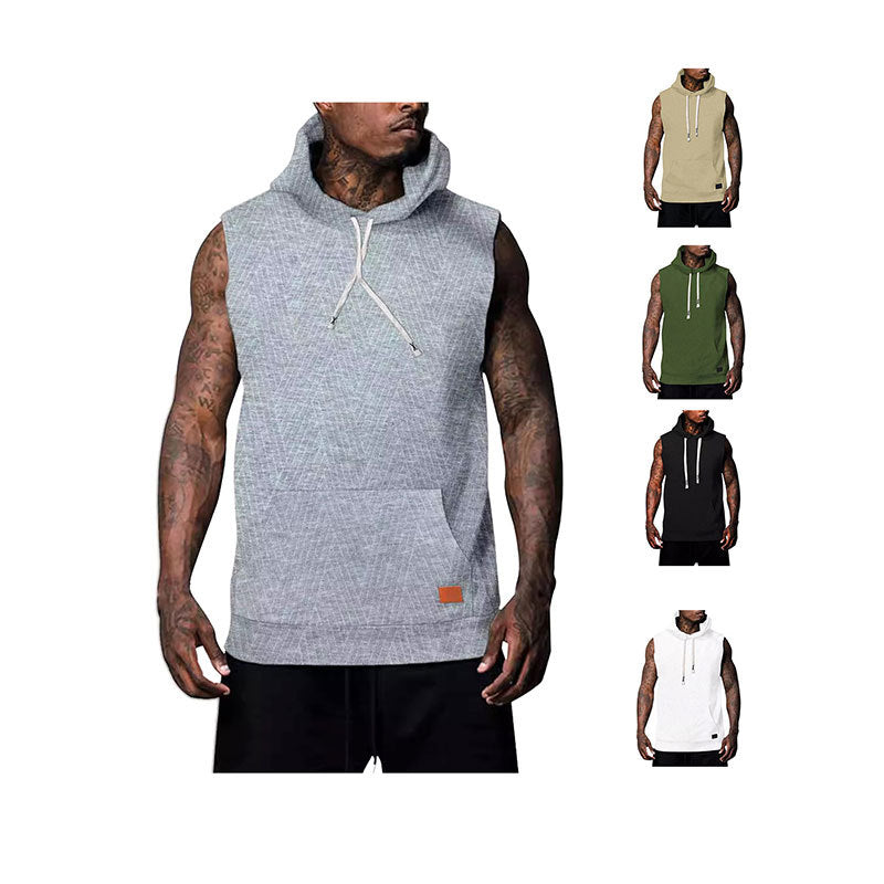 Herren Kapuzenshirt Ärmellos Modern Strukturiert