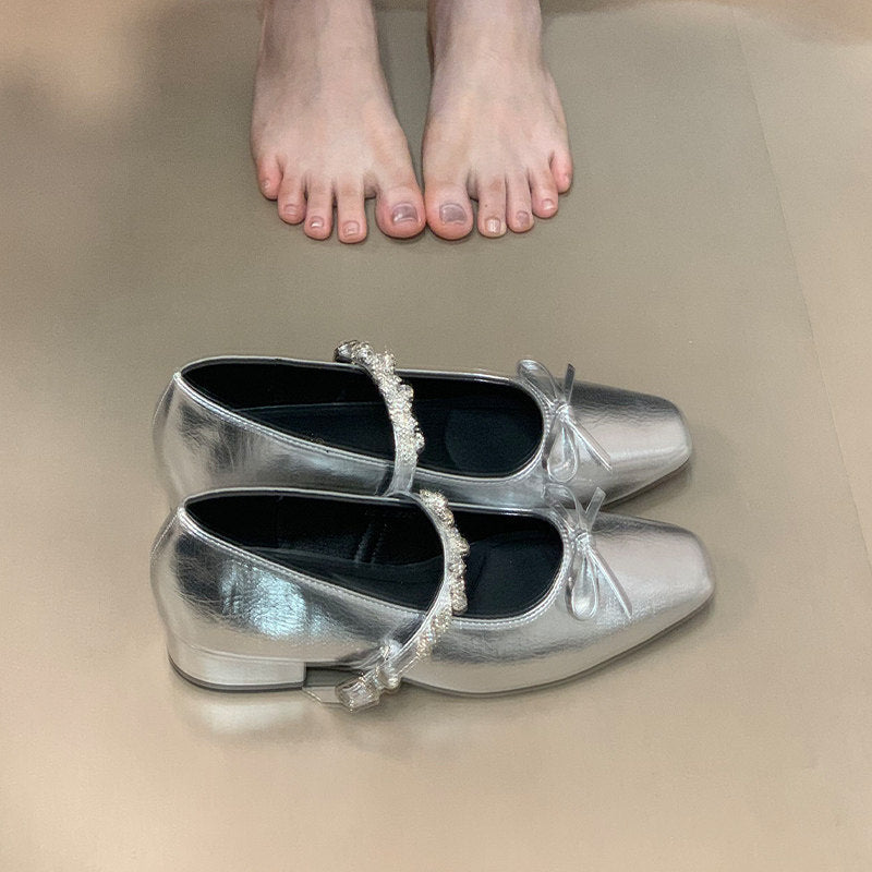 Damen Ballerinas Schimmernd Elegantes Design Spitze