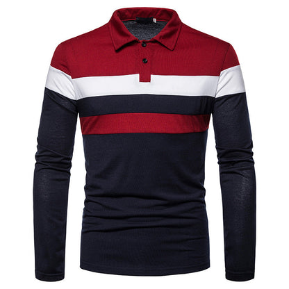 Herren Polohemd Langarm Sportlich Farbblock Design - BerlinGlamour