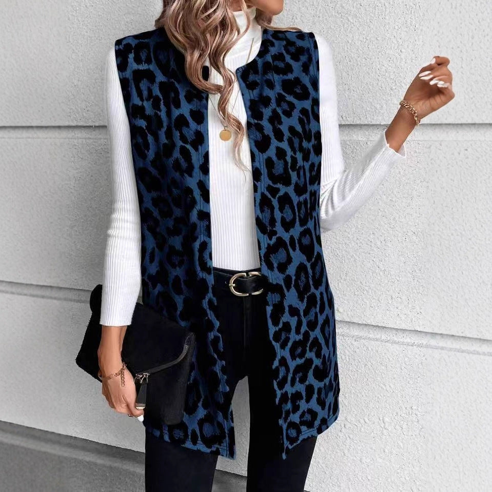 Damen Weste Leopardenmuster Trendig Elegant - BerlinGlamour