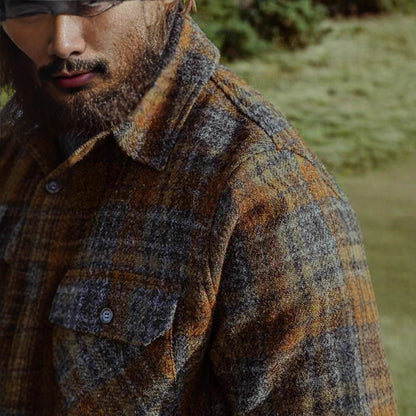 Herren Flanelljacke Gemustert mit Taschen Warm