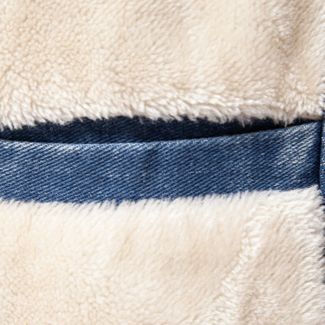 Herren Denimjacke Warm Fleece Taschen Jeansjacke
