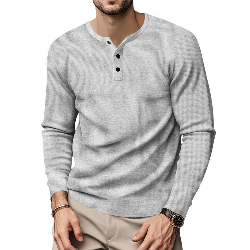 Herren Langarmshirt Elegant Knopfleiste Modern